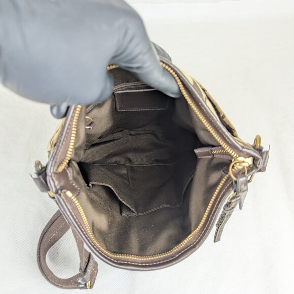 COACH F21905 SIGNATURE STRIPE DUFFLE SIGNATURE FABRIC Dark Brown - Picture 6 of 15